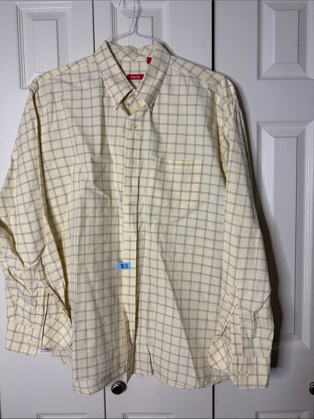Izod Men’s Light Yellow Plaid Dress Shirt